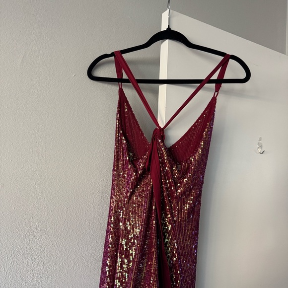 Free People  Gold Dust mini Burgundy Dress - Picture 4 of 7